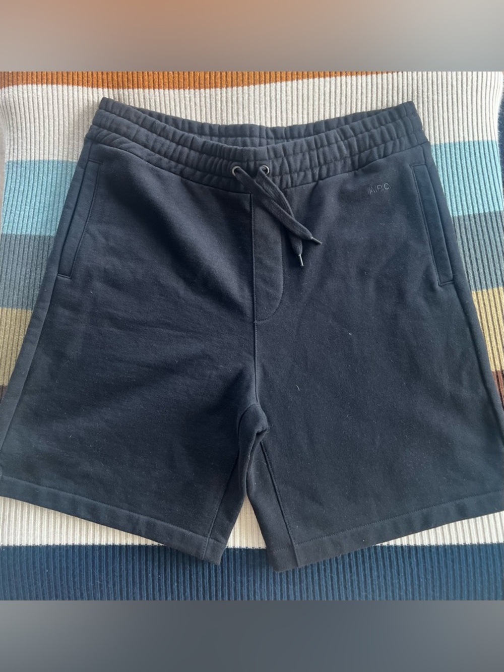 A.P.C. Men's Black Athletic Drawstring Shorts